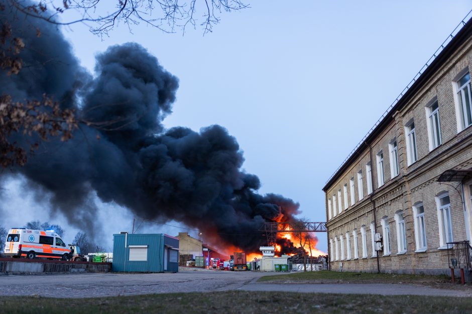 Vilniuje – didžiuliai juodų dūmų debesys: dega automobilių sąvartynas